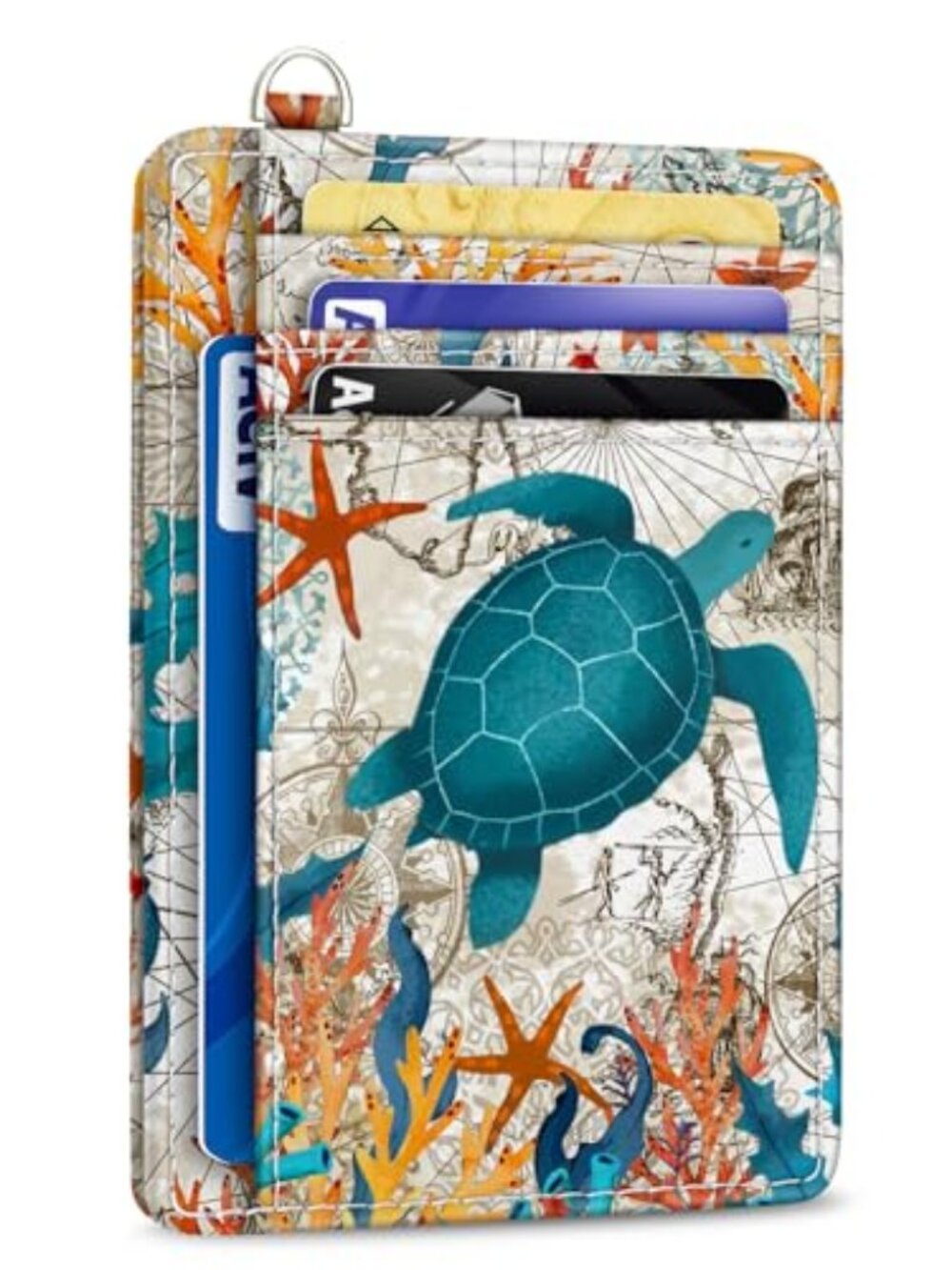 Sea Turtle Credit Card Holder Slim RFID Wallet Women Small Travel
